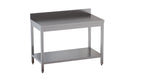 Table de travail en inox Eco 10x7 avec tablette inférieure et dosseret