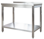 Edelstahl Arbeitstisch Profi 2000 x 600 mm - mit Grundboden und Aufkantung