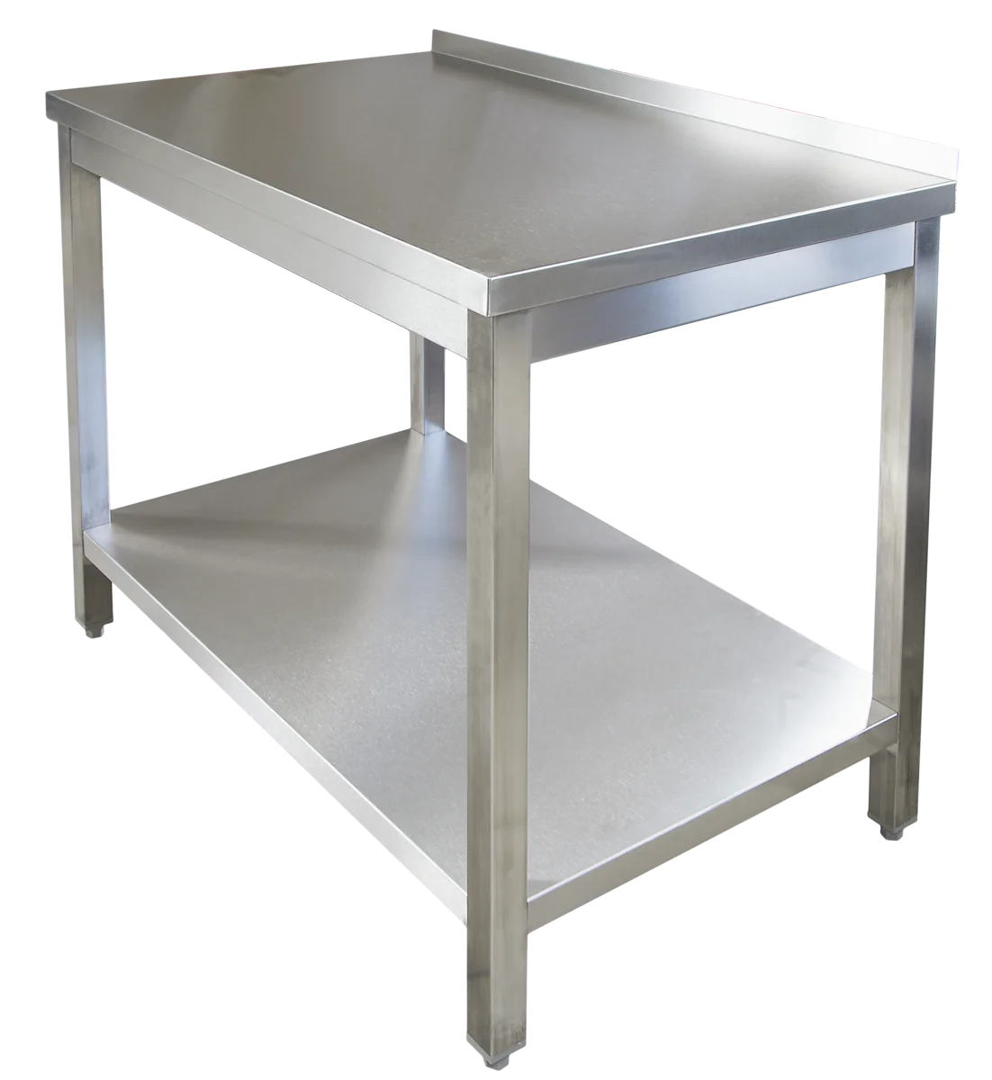 Edelstahl Arbeitstisch Profi 2000 x 600 mm - mit Grundboden und Aufkantung