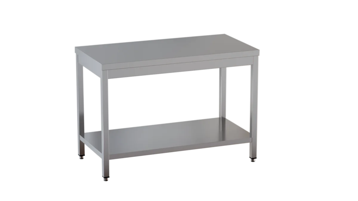 Edelstahl Arbeitstisch Eco 16x6 mit Grundboden