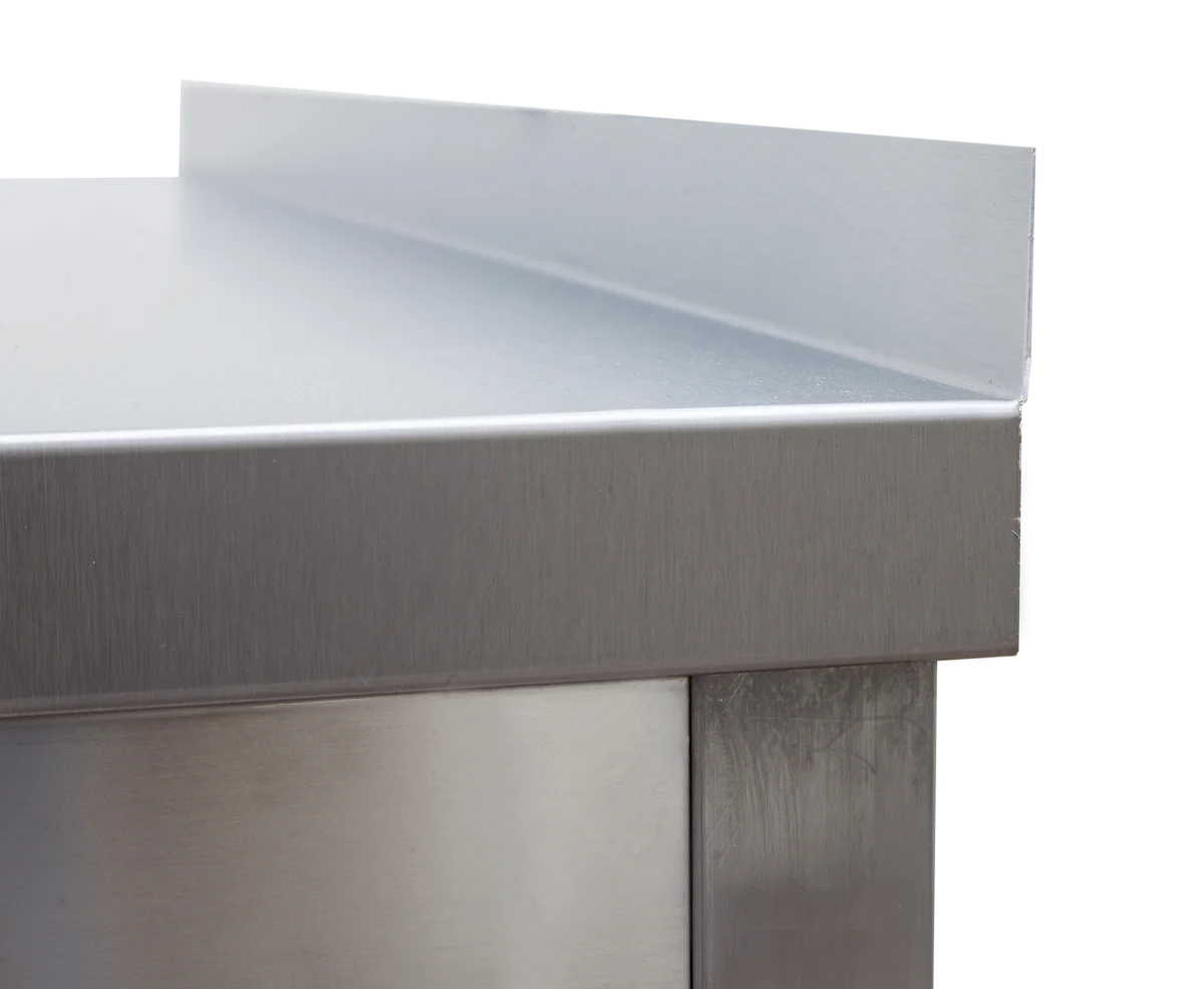Edelstahl Arbeitstisch Profi 2000 x 600 mm - mit Grundboden und Aufkantung