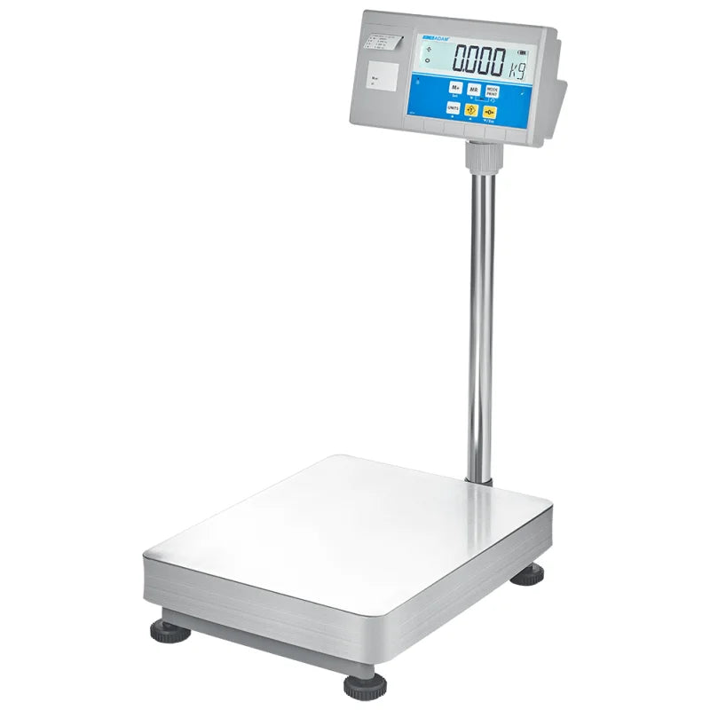 AE Adam Bodenwaage mit Hochanzeige und Einbaudrucker für Etiketten oder Barcodes 75 kg / Lesbarkeit 5 g
