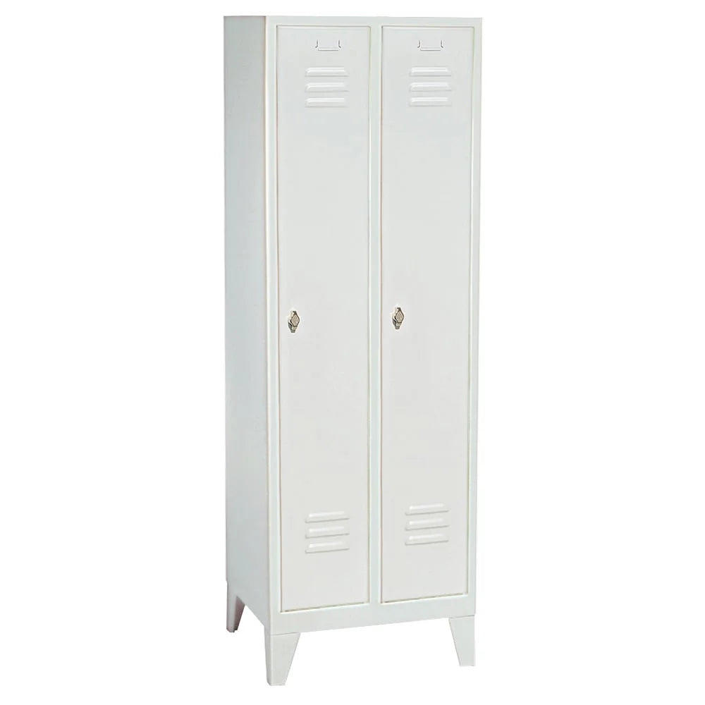 Vestiaire avec pieds et fermeture à moraillon, 2 compartiments, LxPxH 610x500x1850 mm