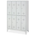 Stahl-Fächerschrank mit Füßen und Zylinderschloss, 8 Fächer, BxTxH 1190x500x1850 mm