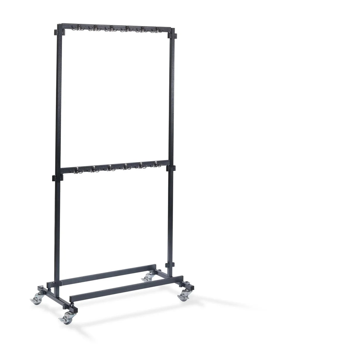Feros Garderobenständer klein 48 Haken, aus Stahl in Schwarz, fahrbar, erweiterbar