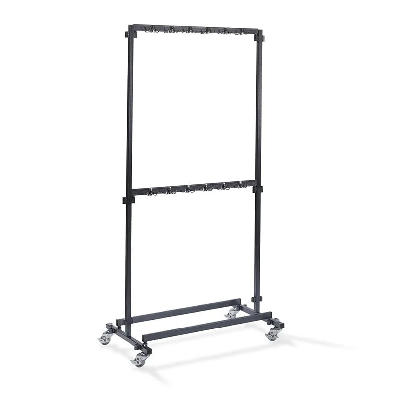Feros Garderobenständer klein 48 Haken, aus Stahl in Schwarz, fahrbar, erweiterbar