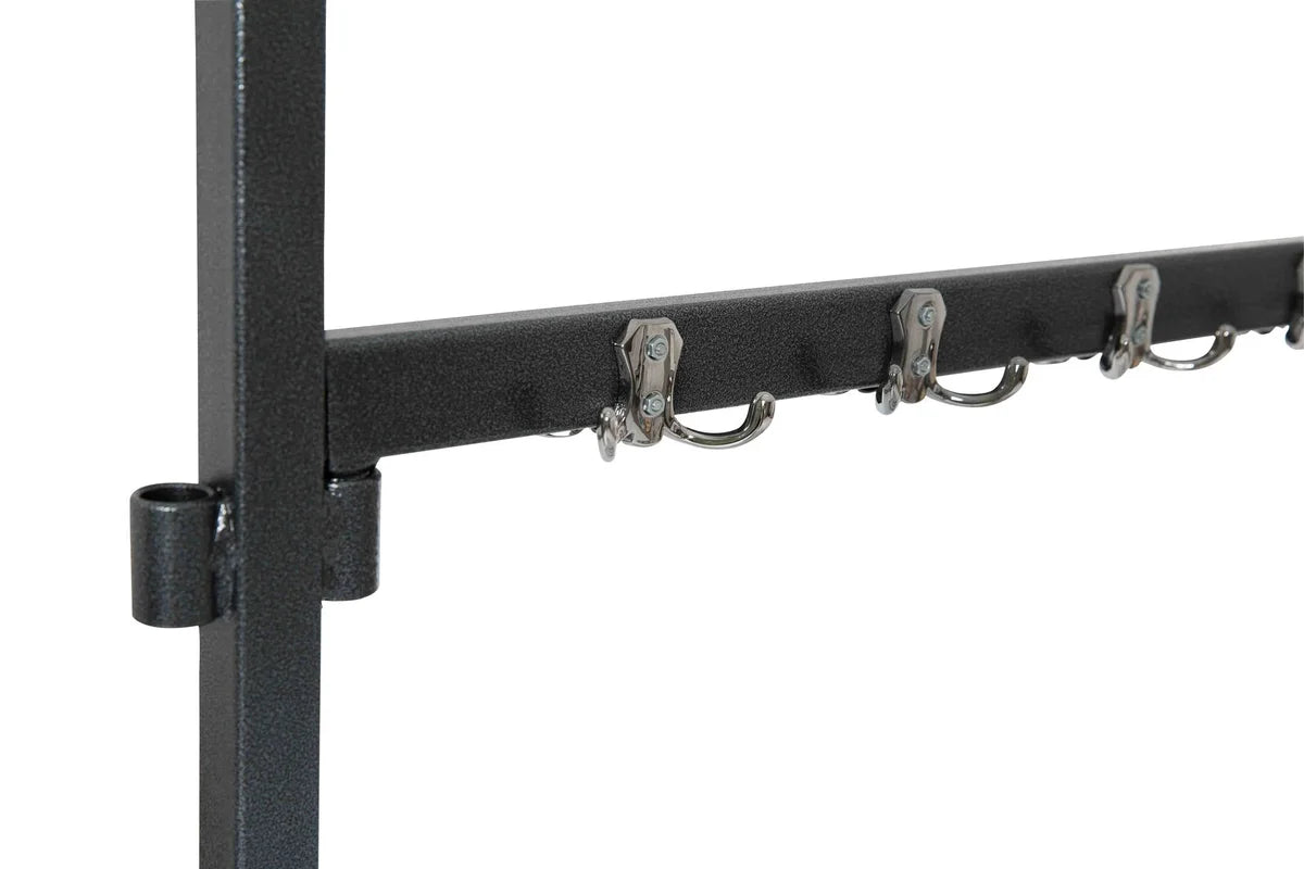 Feros Garderobenständer klein 48 Haken, aus Stahl in Schwarz, fahrbar, erweiterbar
