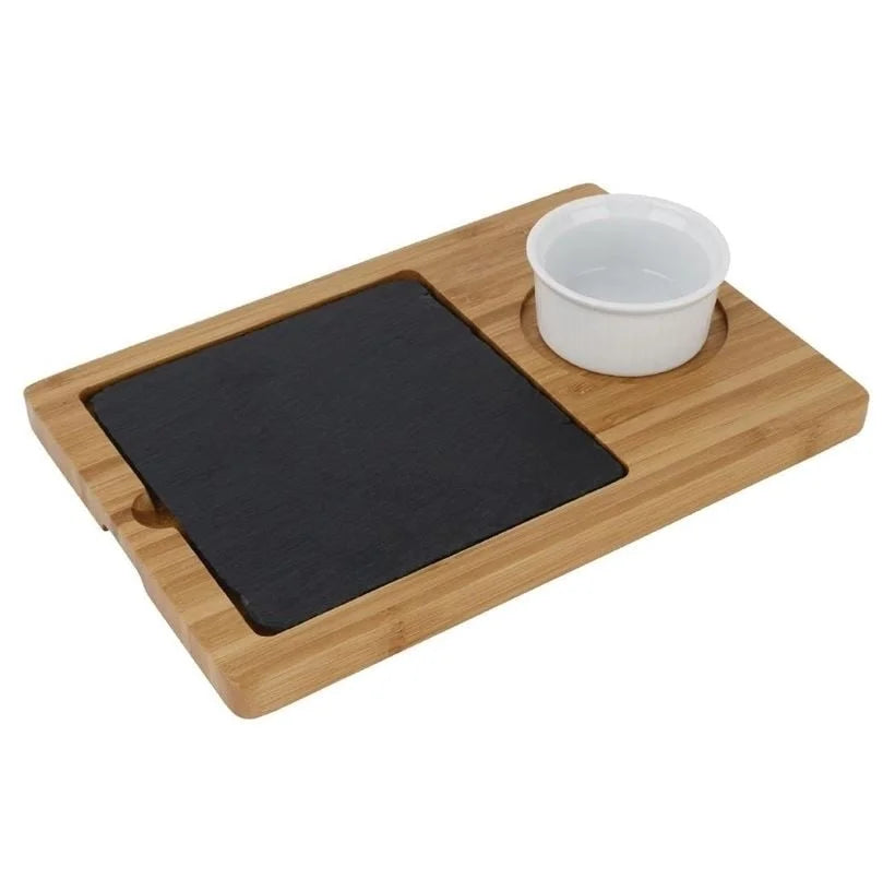 Plat de présentation en ardoise naturelle Olympia 130x130mm (Lot de 4)