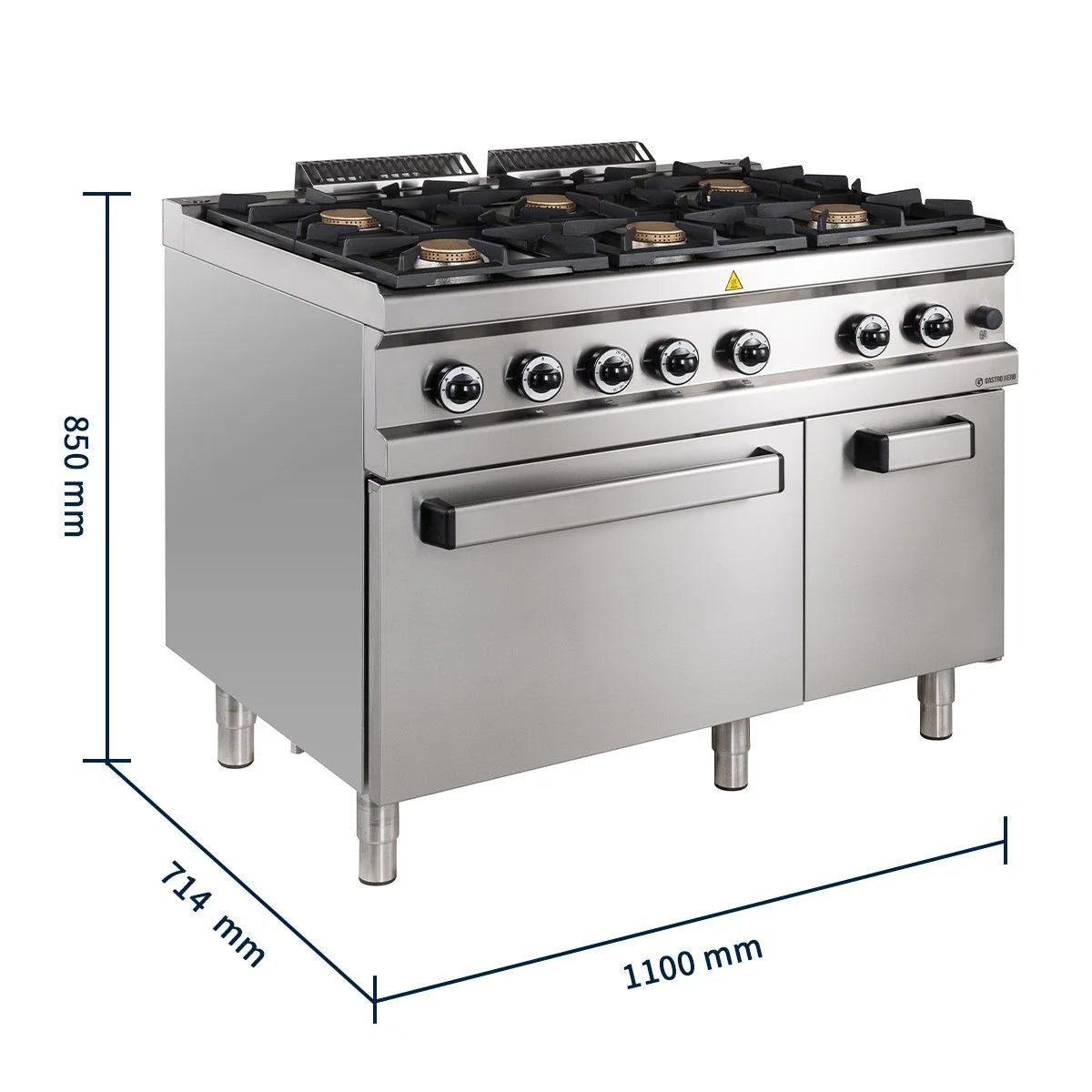 Gasherd Serie 700 - 110/70 mit Gasbackofen - 6 Kochstellen - 48 kW