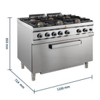 Gasherd Serie 700 - 110/70 mit Gasbackofen - 6 Kochstellen - 42 kW