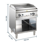 Gasgrillplatte Serie 700 - 70/70 - ½ glatt, ½ gerillt