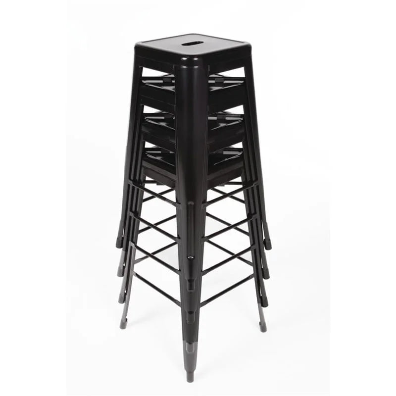 Bolero tabourets de bar bistro hauts en acier noirs - lot de 4