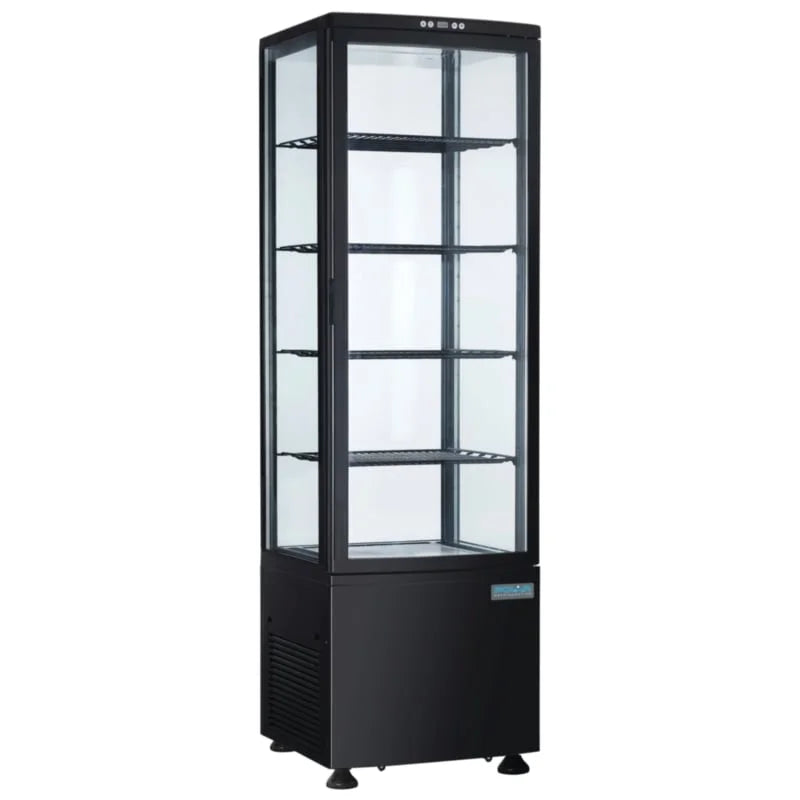 Vitrine réfrigérée Polar 235 noire - avec porte vitrée bombée