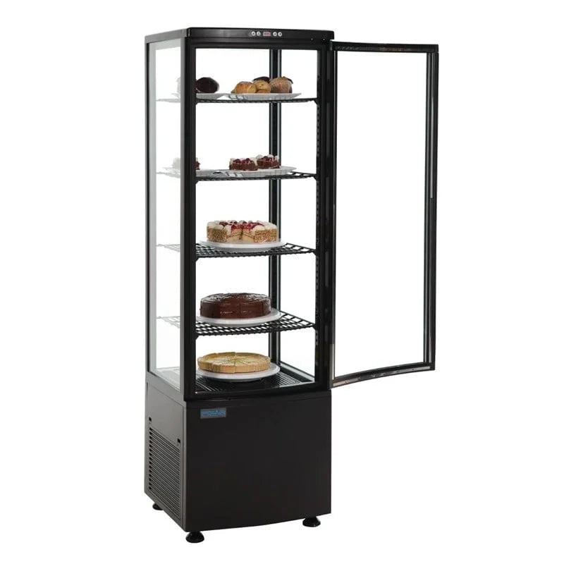 Vitrine réfrigérée Polar 235 noire - avec porte vitrée bombée