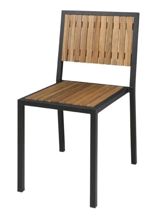 Chaises Bolero en acier et bois d’acacia sans accoudoirs - lot de 4