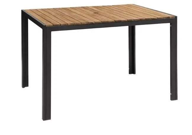 Table rectangulaire en acier et bois d’acacia Bolero 1200x800 mm
