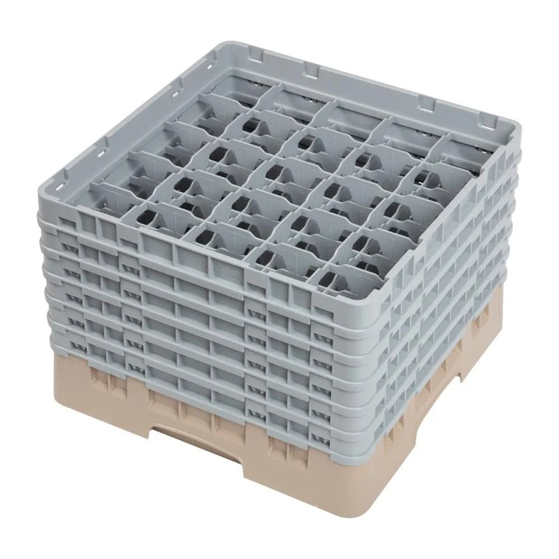Cambro Panier lave-verres beige à 25 compartiments hauteur max. des verres 29,8 cm