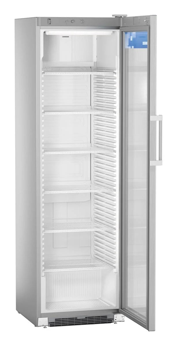 Armoire réfrigérée à boissons argentée - 422 l - porte vitrée - froid ventilé