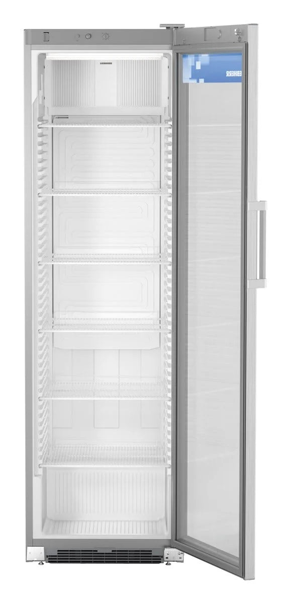 Armoire réfrigérée à boissons argentée - 422 l - porte vitrée - froid ventilé
