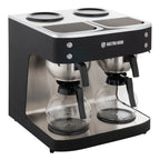 Machine à café filtre ECO 2x 2 litres noire avec 2 verseuses en verre incluses, 200 tasses/heure, machine à café professionnelle grande capacité