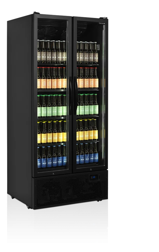 Armoire réfrigérée à boissons noire - 707 l - porte vitrée - froid ventilé - affichage digital