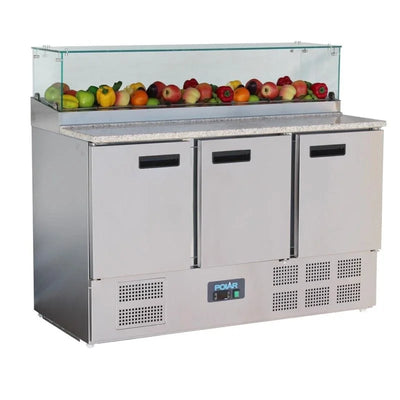 
Polar G-Serie 3-türige Pizzakühltheke mit Vitrine 436L