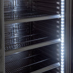 Getränkekühlschrank GK-360BB, 360 Liter Kühlraumvolumen, 4 verstellbare Einlegeböden, Innenbeleuchtung, Abschließbar, Schwarz