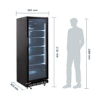 Getränkekühlschrank GK-360BB, 360 Liter Kühlraumvolumen, 4 verstellbare Einlegeböden, Innenbeleuchtung, Abschließbar, Schwarz