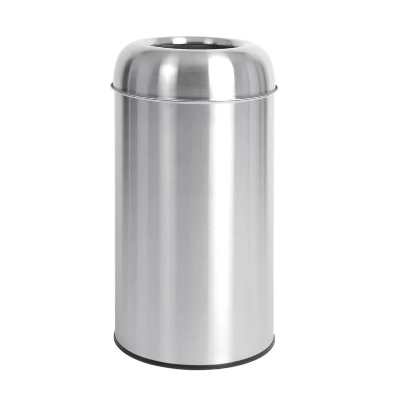 Bolero poubelle ouverte en acier inoxydable argent 40L