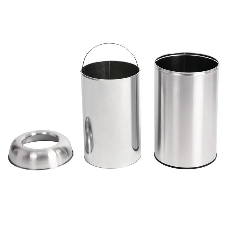 Bolero poubelle ouverte en acier inoxydable argent 40L