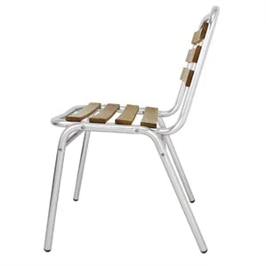 Chaises Bolero empilables en aluminium et bois de frêne - 4 pièces