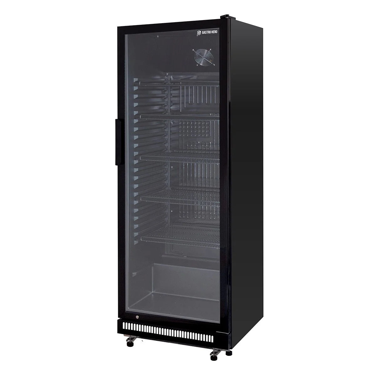 Getränkekühlschrank GKS-360, 360 Liter Kühlraumvolumen, 5 verstellbare Einlegeböden, Innenbeleuchtung, Abschließbar, Schwarz