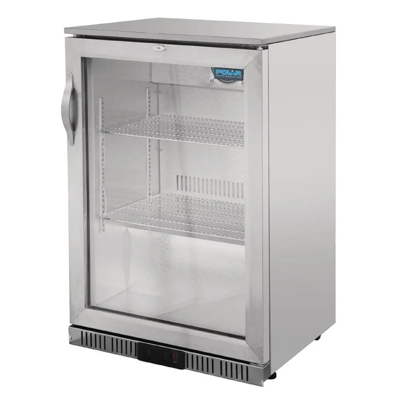 Arrière-bar réfrigéré en inox Polar Série G avec porte battante 138 L
