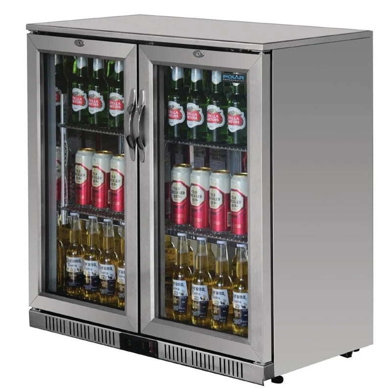 Polar Serie G Edelstahl Barkühlschrank mit 2 Klapptüren 208L