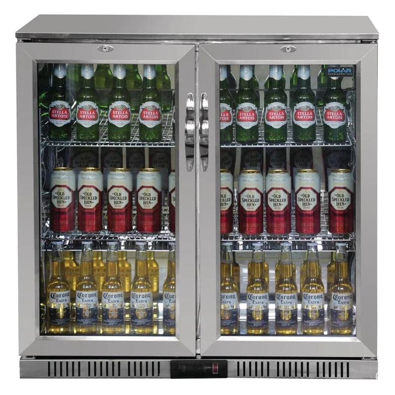 Polar Serie G Edelstahl Barkühlschrank mit 2 Klapptüren 208L