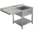 Mastro Spültisch mit Grundboden für Einbau-Geschirrspüler, 1 Becken rechts, 1400x700 mm