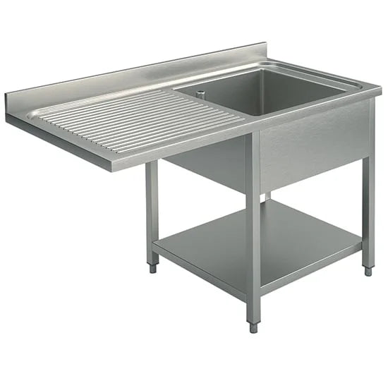 Mastro Spültisch mit Grundboden für Einbau-Geschirrspüler, 1 Becken rechts, 1400x700 mm