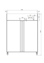 Armoire réfrigérée professionnelle ECO 1400 GN 2/1 monobloc, volume de réfrigération 1350 litres, 6 clayettes réglables, construction robuste, inox