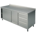 Mastro Armoire de travail neutre avec bloc-tiroirs intégré à droite, avec rebord, 2000x700 mm