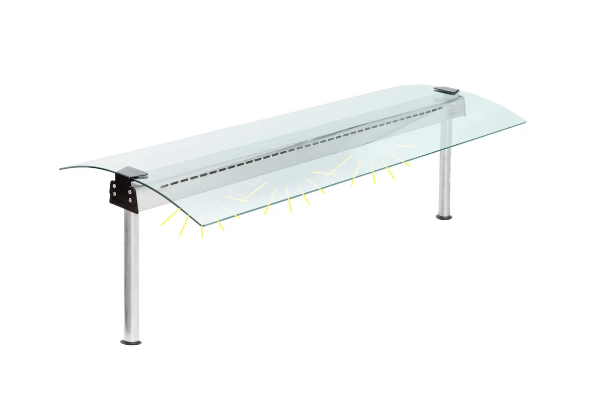 Écran de protection anti-postillons 2 GN1/1 verre courbé des deux côtés - Éclairé
