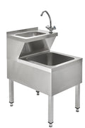Handwasch-Ausgussbeckenkombination Basic 1, Kalt- und Warmwasserhahn