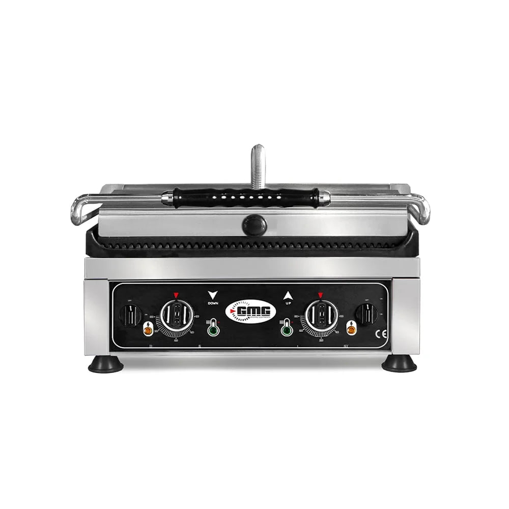 GMG grill à contact / grill à panini KG2745EDT 45x27 rainuré avec 2 régulateurs de température