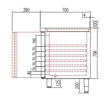 Kühltisch Profi 2/0 Superior mit Aufkantung - GN 1/1