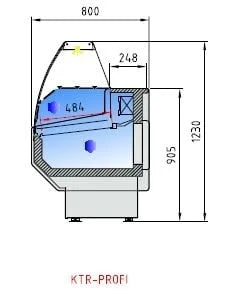 Comptoir réfrigéré PROFI 150 - vitre frontale arrondie, 1525 mm, avec éclairage LED