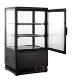 Vitrine réfrigérée ECO 58 litres, éclairage LED, 2 grilles, noire