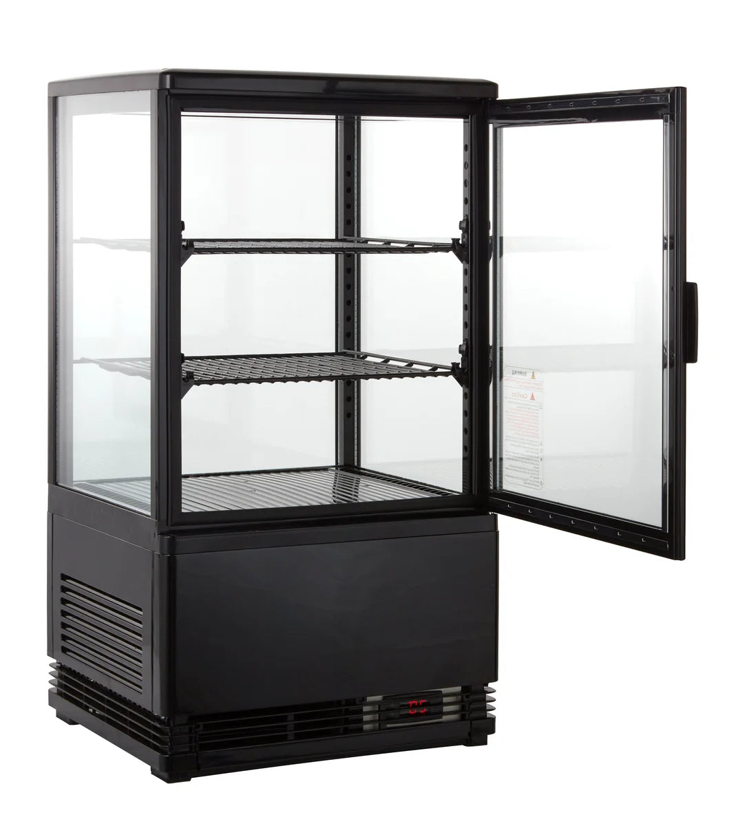 Vitrine réfrigérée ECO 58 litres, éclairage LED, 2 grilles, noire