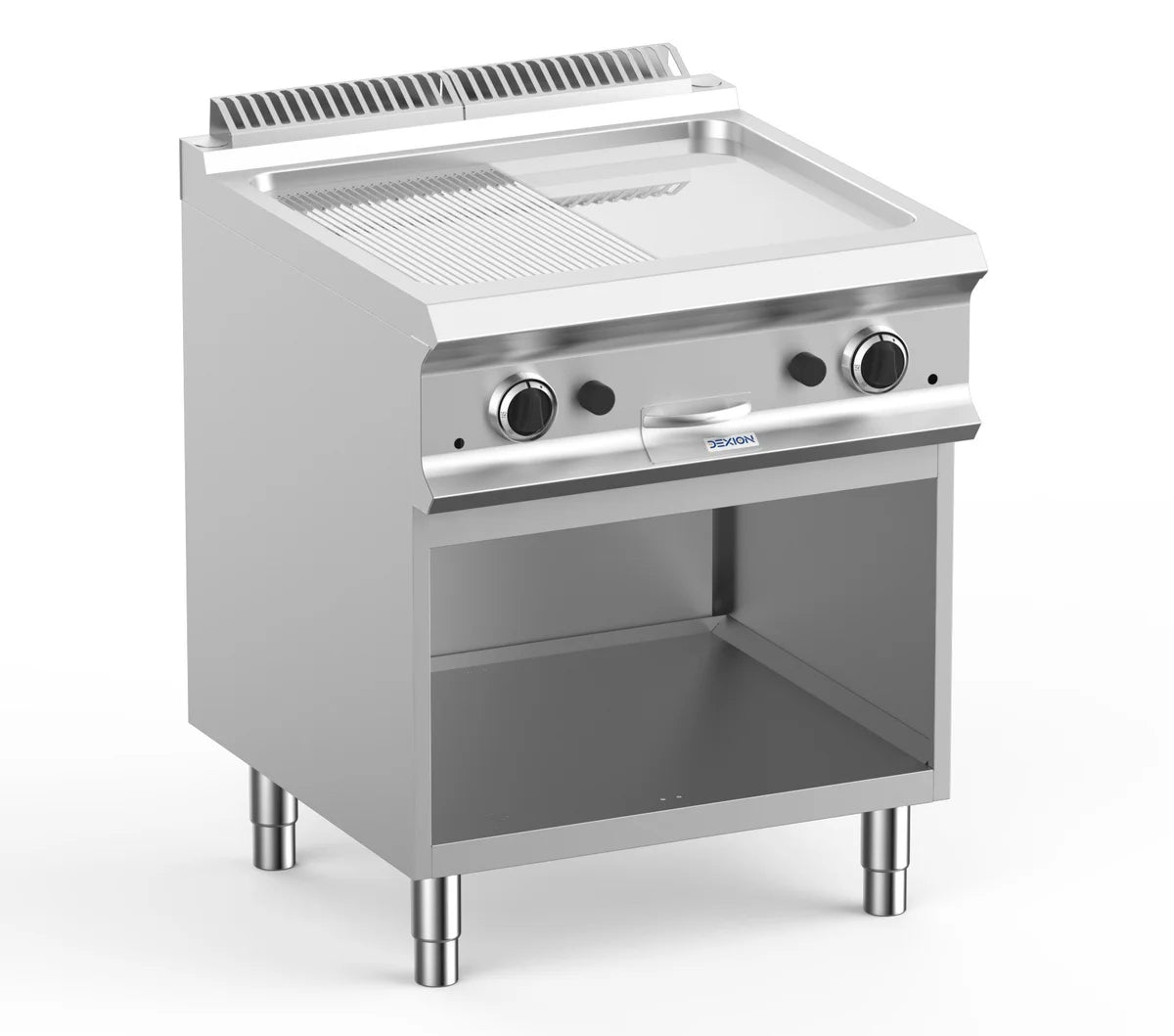 Gasgrillplatte Dexion Lux 700 - 70/73 - ½ glatt, ½ gerillt, verchromt - 14 kW