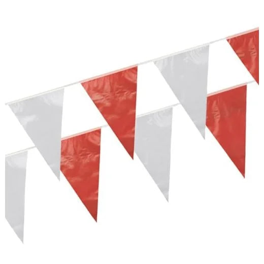Papstar Guirlande de fanions, plastique 10 m rouge/blanc résistante aux intempéries