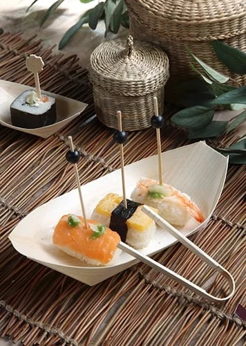 Papstar  Pure  Fingerfood-Schalen L - Schiffchen; Holz - 50 Stk