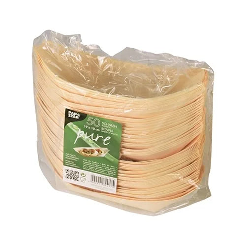 Papstar  Pure  Fingerfood-Schalen L - Schiffchen; Holz - 50 Stk